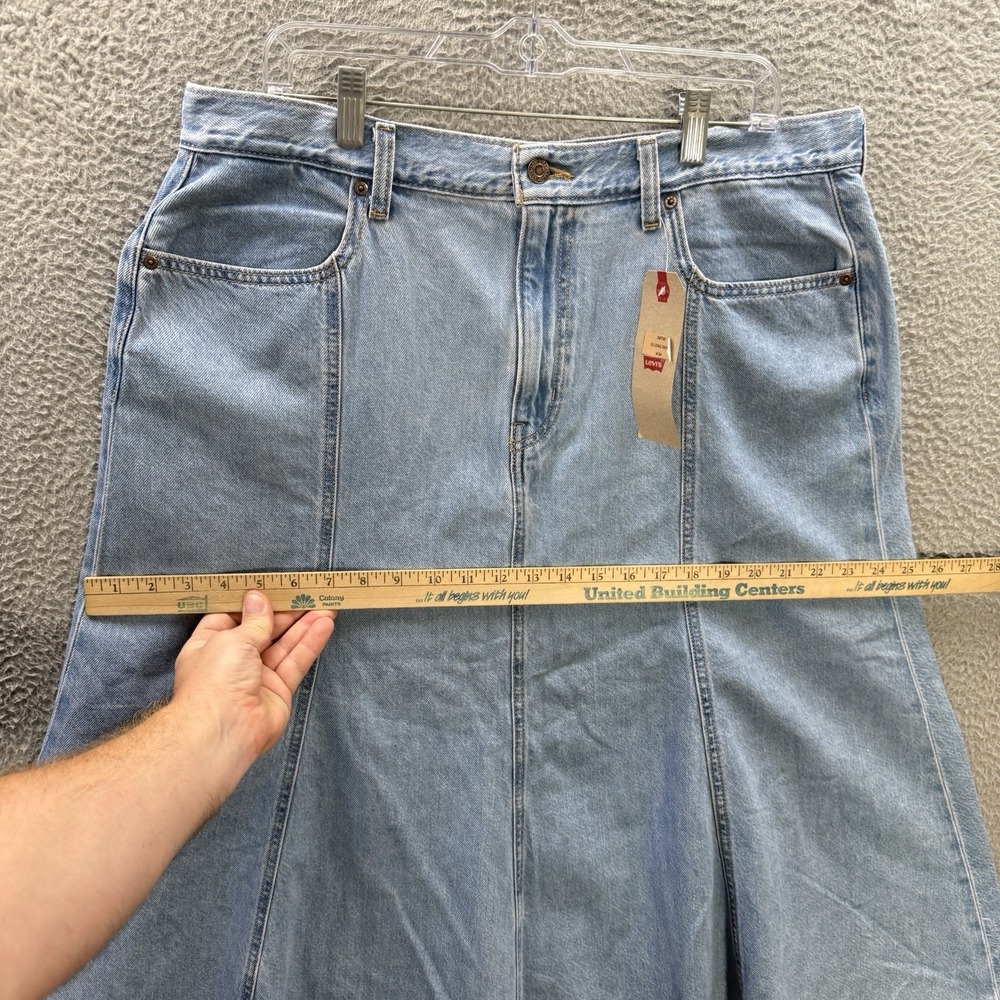 Levis Skirt Womens 34 Fits 38 Blue Denim Fit & Flare Seamed Midi Casual NEW - Picture 5 of 12